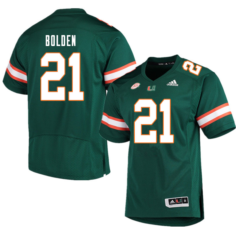 Men #21 Bubba Bolden Miami Hurricanes College Football Jerseys Sale-Green - Click Image to Close